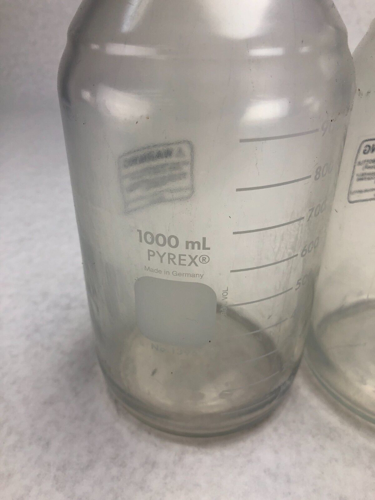 Lot of 2 Corning Pyrex 1000mL Media Storage Bottles 1395 with Caps