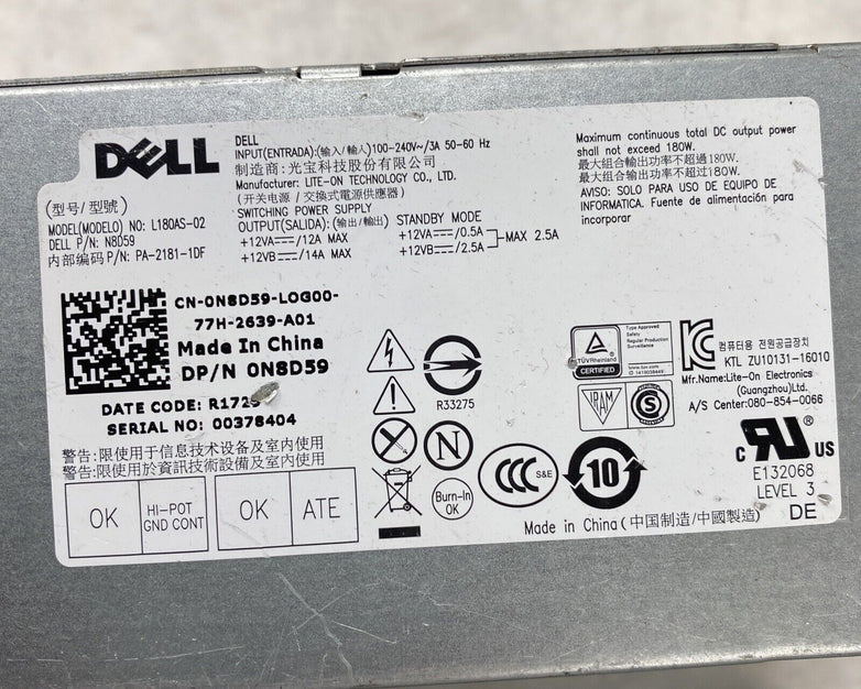 Mixed Lot of 2 Dell SFF Power Supplies OptiPlex 3040 Inspiron 3250 Vostro 3250