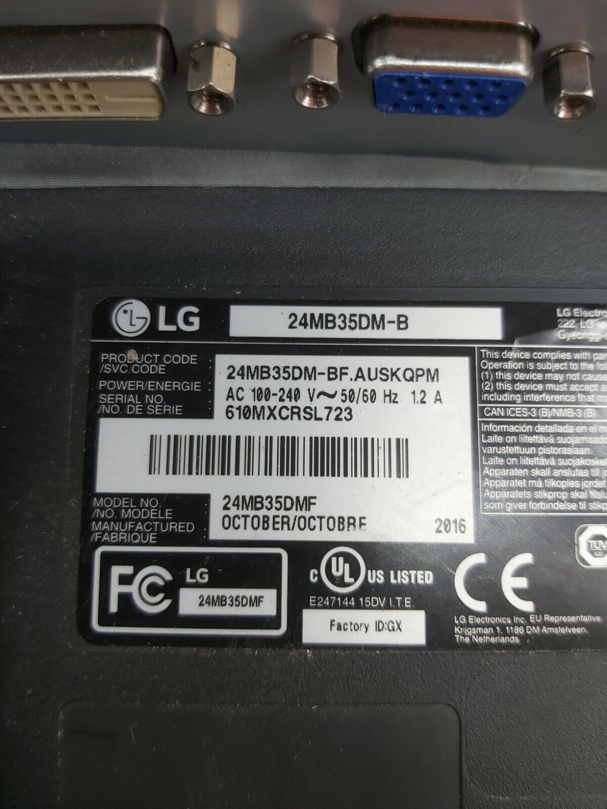LG 24MB35DM-B 24" LED LCD Monitor - 16:9 - 5 Ms Grade C Power Cord Included