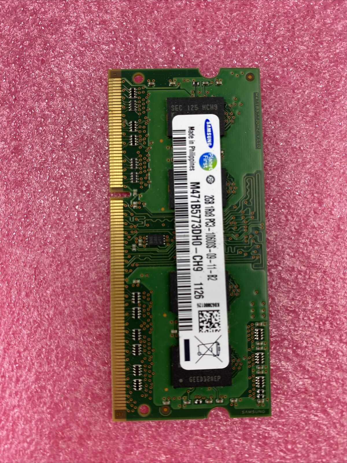 2x 2GB Samsung M471B5773DH0-CH9 PC3-10600S DDR3-1333MHz 204pin So-DIMM Memory