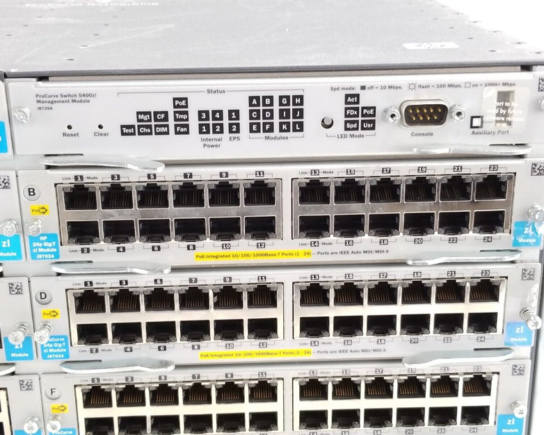 HP ProCurve Switch 5412zI J8698A Switch Chassis With 10x J8702A 2x J8705A