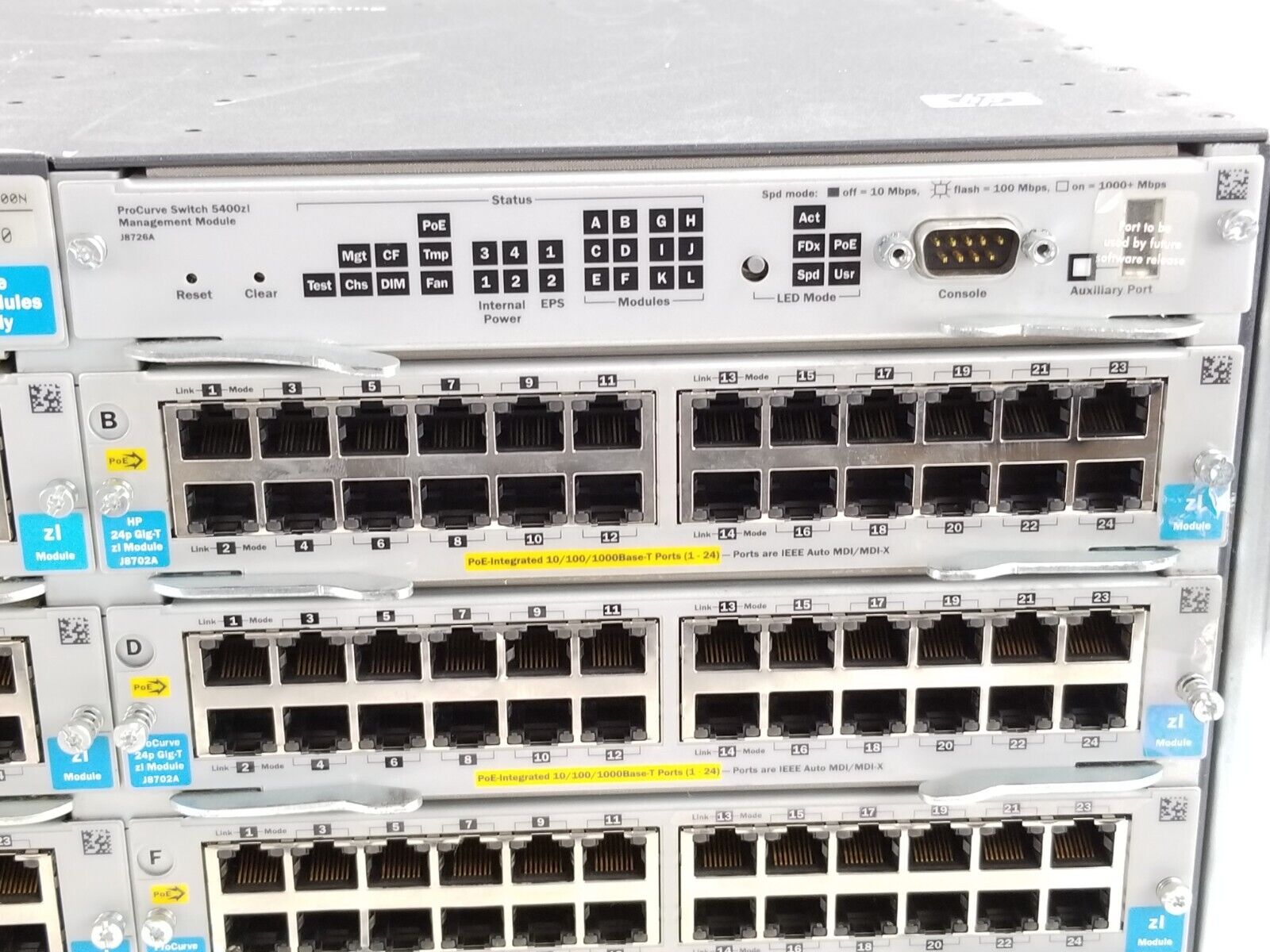 HP ProCurve Switch 5412zI J8698A Switch Chassis With 10x J8702A 2x J8705A
