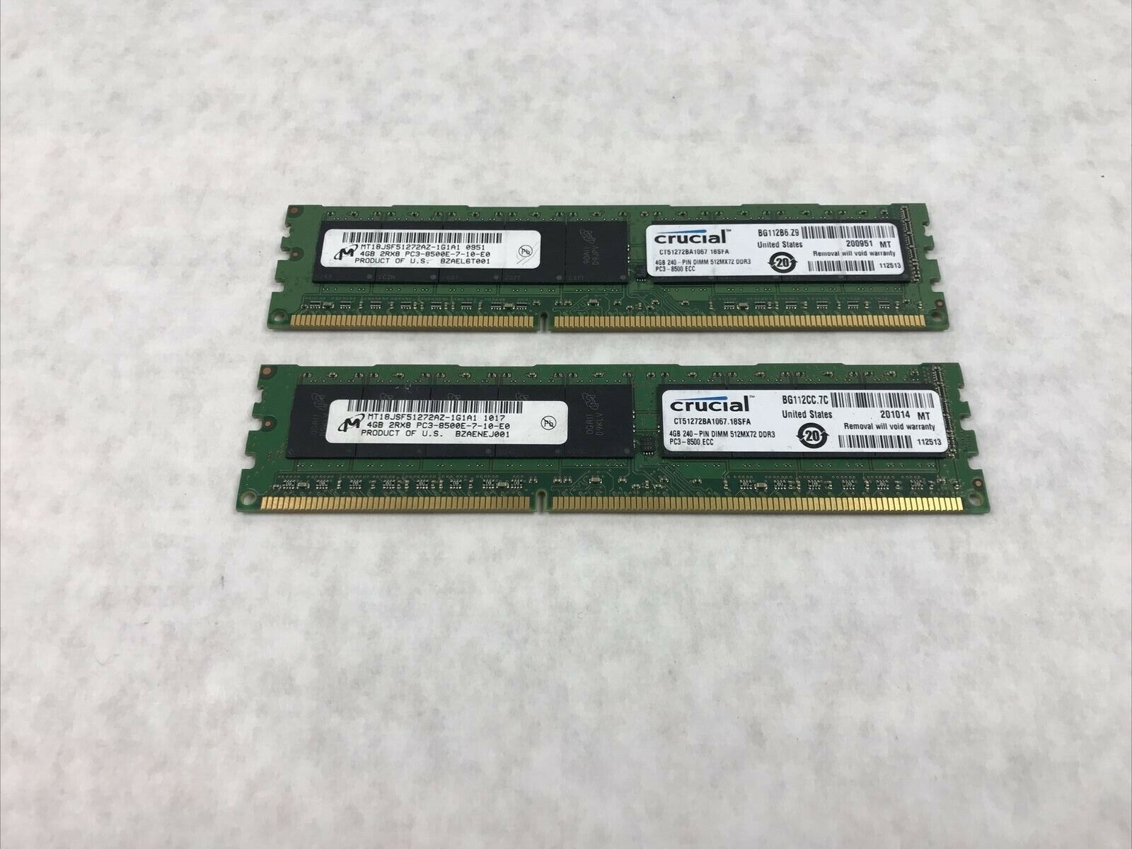 8GB Kit 4GBx2 2RX8 PC3-8500E RAM