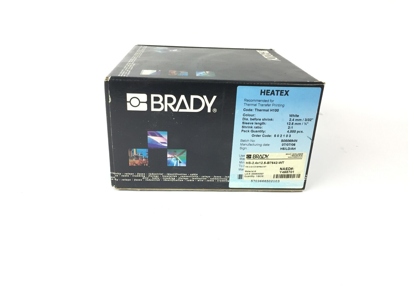 HEATEX Wire Mark 2:1 white  4.8 x 25.0 mm  2,000 Brady HS-4.8X25 Lables