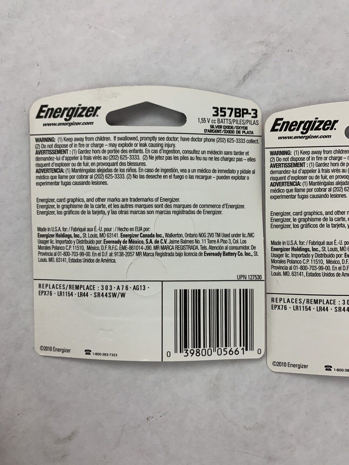 Lot of 2 Energizer 357BP-3 pack of 3 357