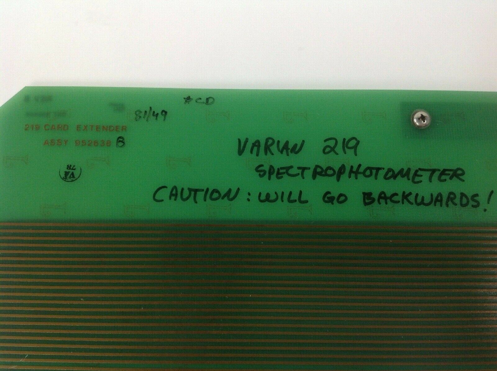 Varian 219 Spectrophotometer Card Extender Assy 952638 Rev B DET 952639