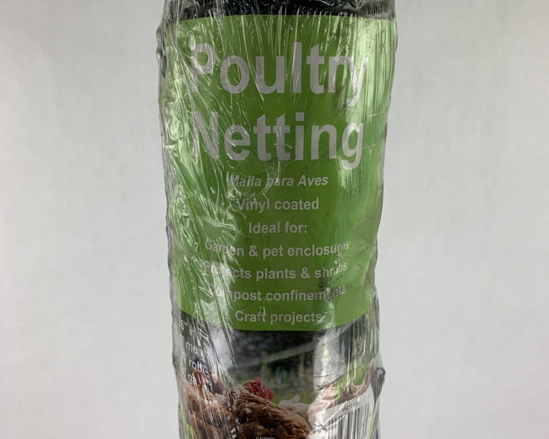 Green Vinyl-Coated Poultry Netting 741914 SIM 36" H 25' Roll 1" Mesh VRR31410