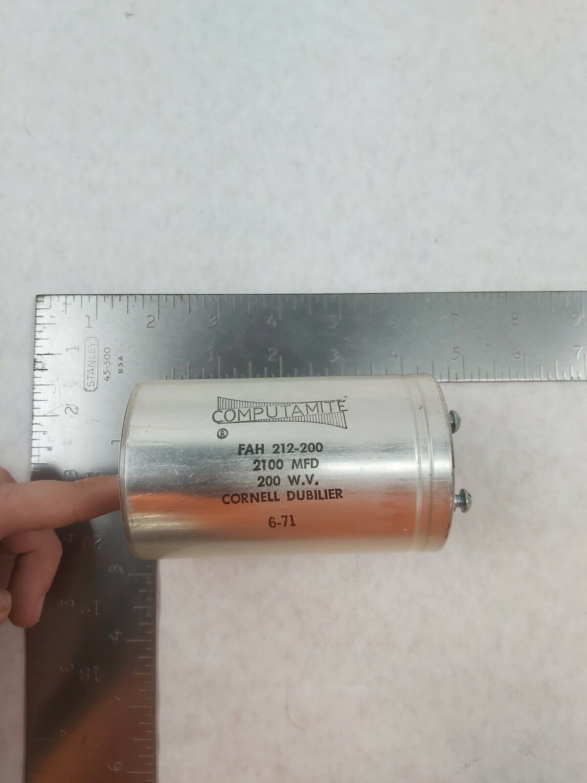 Computamite FAH 212-200 2100MFD 200V Cornell Dubilier 6-71 Capacitor