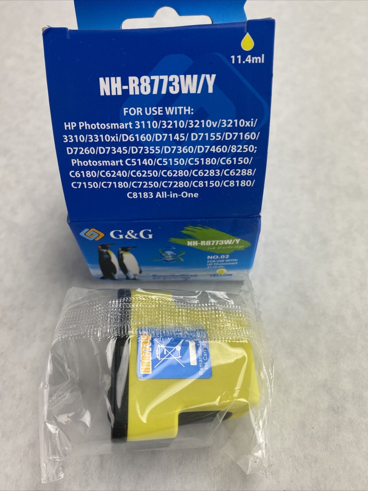 G&G NH-R8773W/Y Yellow Ink Cartridge for HP Printers 02