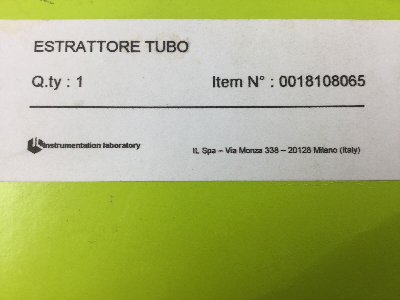 Instrumentation Laboratory Estrattore Tubo 00185108065