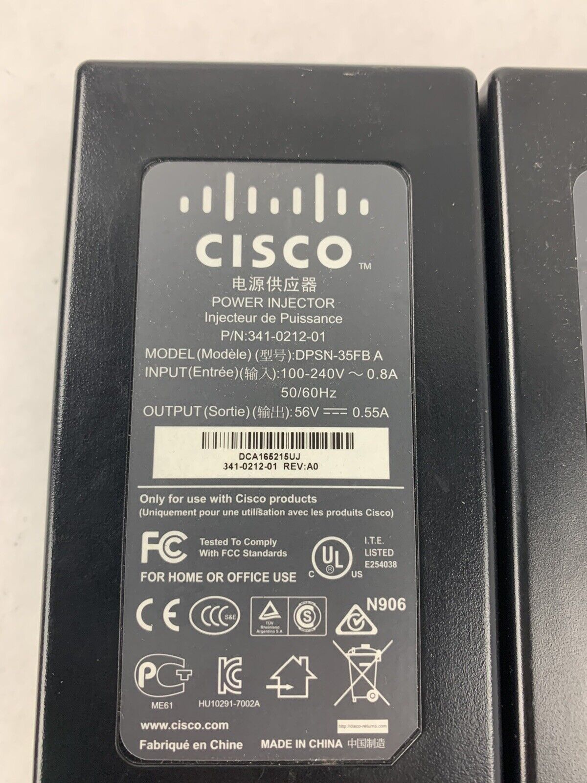 Lot of 4 Cisco DPSN-35FB A Power Injector 341-0212-01