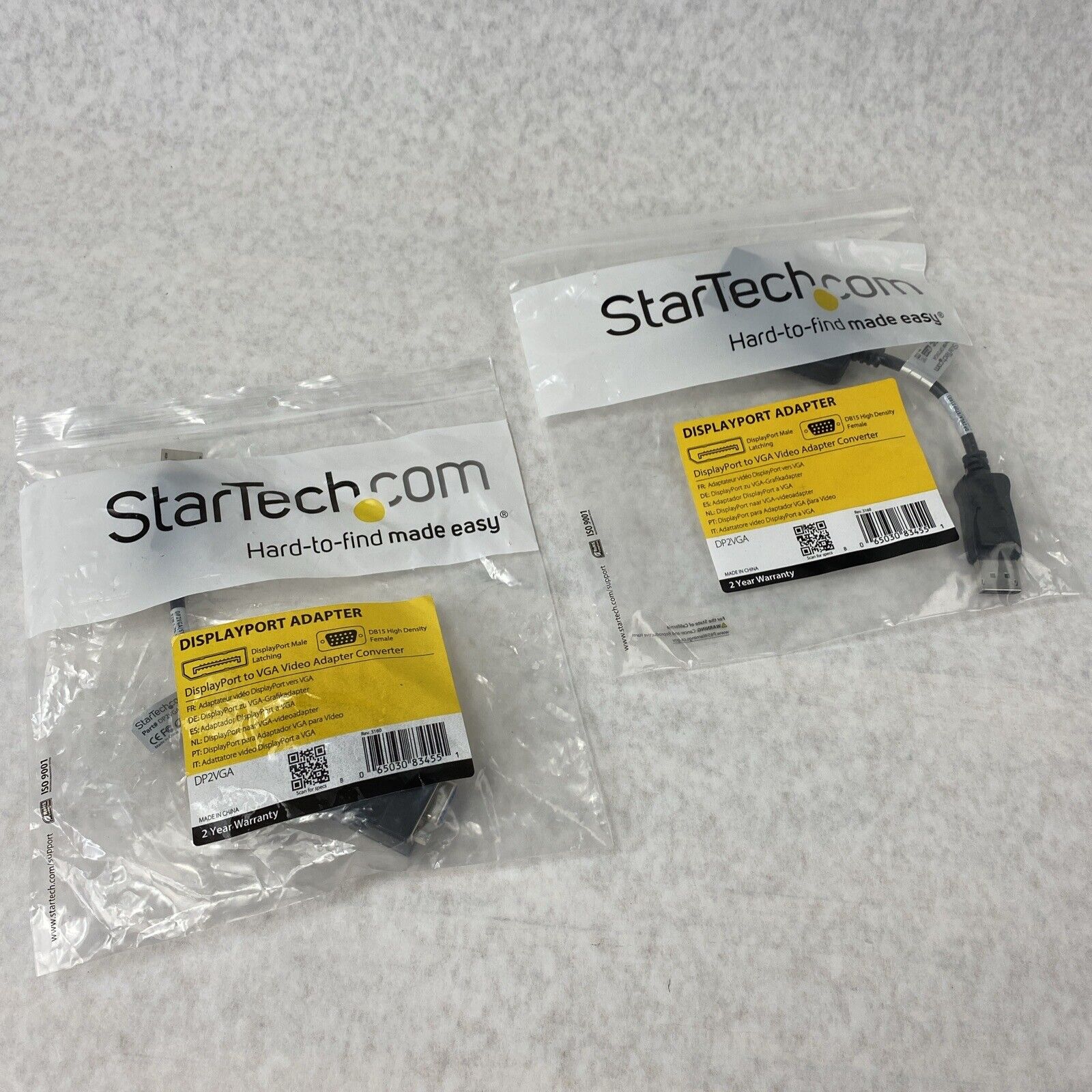 Lot of 2 StarTech DP2VGA DisplayPort to VGA Video Display Adapter Converter
