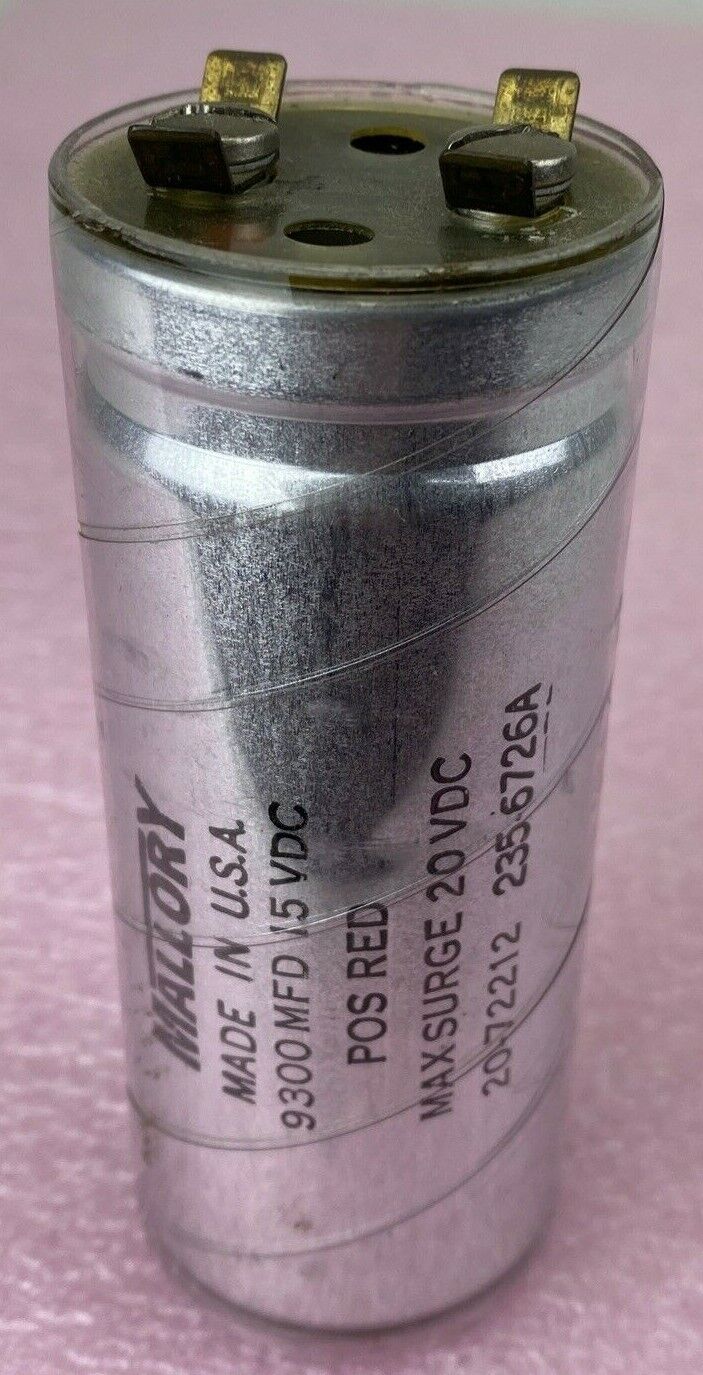 Mallory 9300uf 15vdc Aluminum Electrolytic screw capacitor