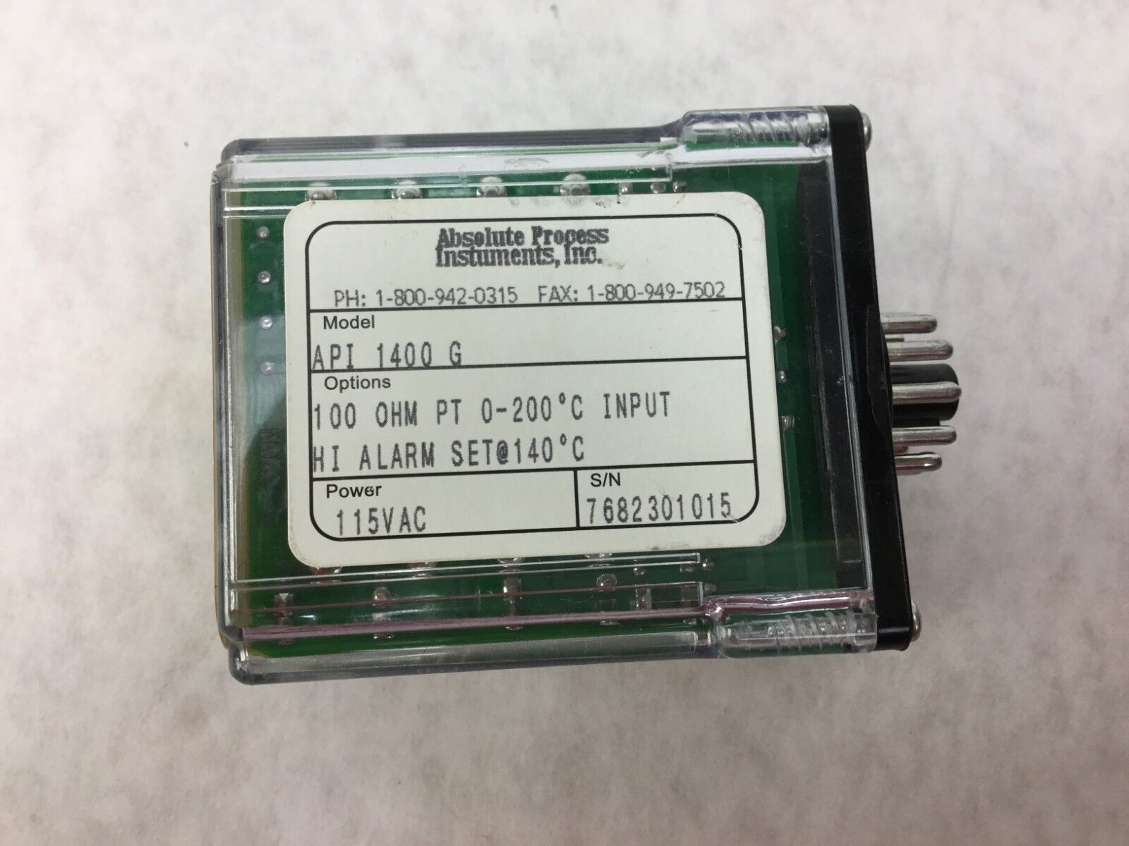 Absolute Process Instruments  API 1400 G  Hi Alarm Relay  115VAC