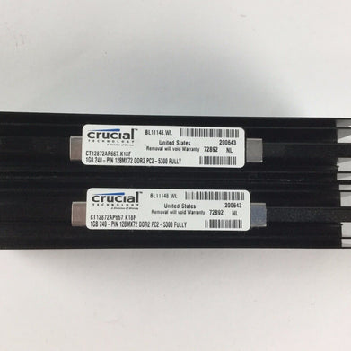 2GB (2x 1GB) Crucial CT12872AP667.K18F 1GB DDR2-5300 Fully Buffered for Apple