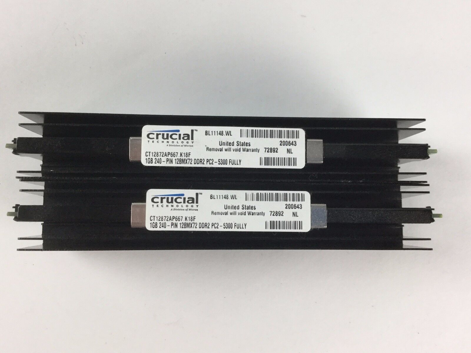 2GB (2x 1GB) Crucial CT12872AP667.K18F 1GB DDR2-5300 Fully Buffered for Apple