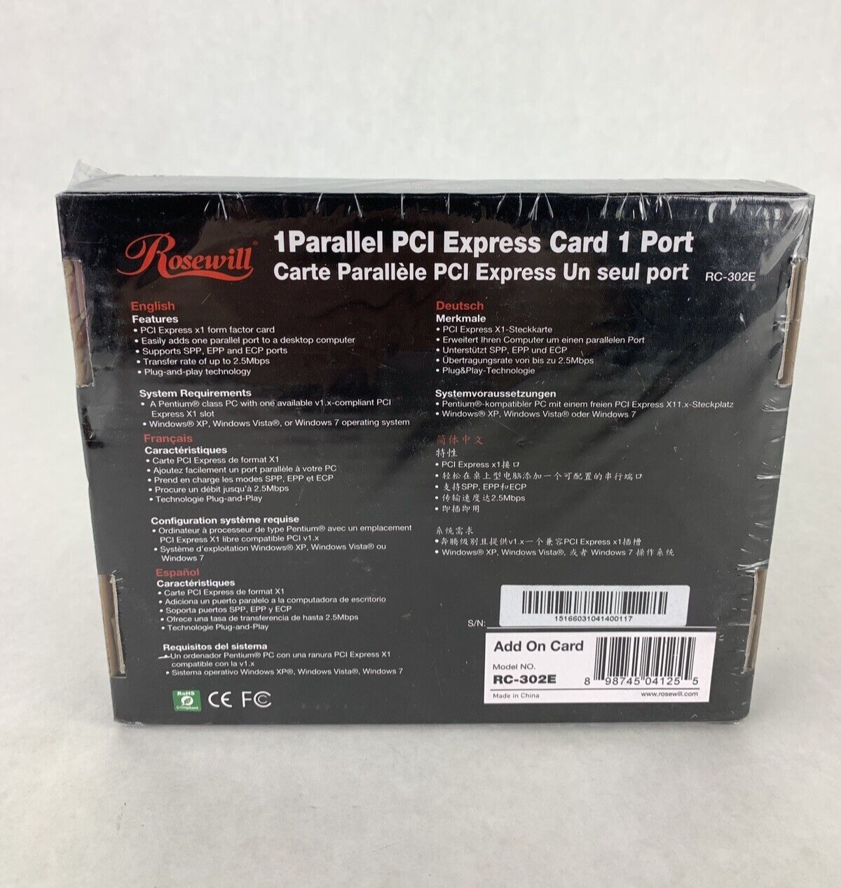 New Rosewill RC-302E 1 Port Parallel PCI Express Card