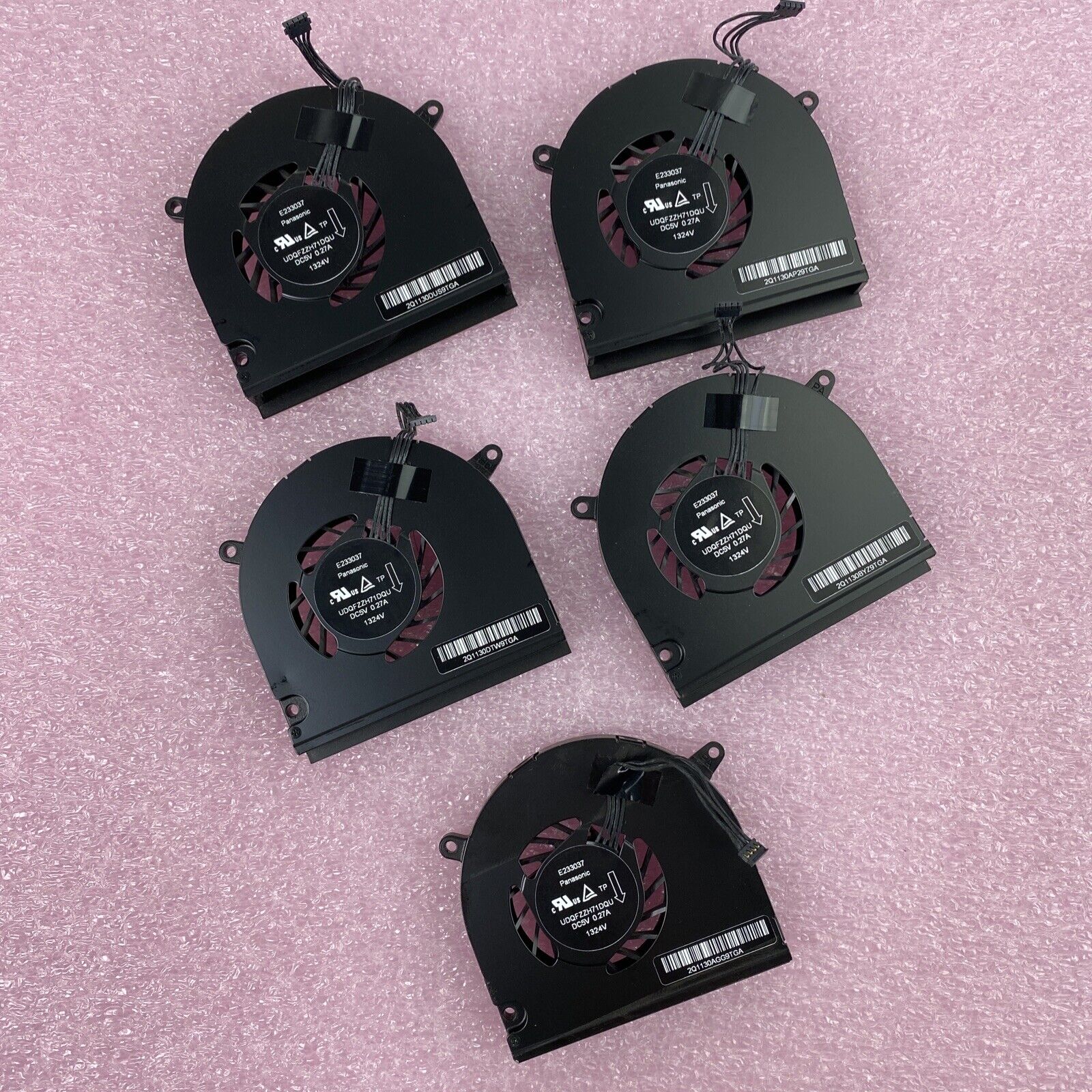 Lot of 5 Panasonic UDQFZZH71DQU CPU Internal Cooling Fans for MacBook Pro A1278
