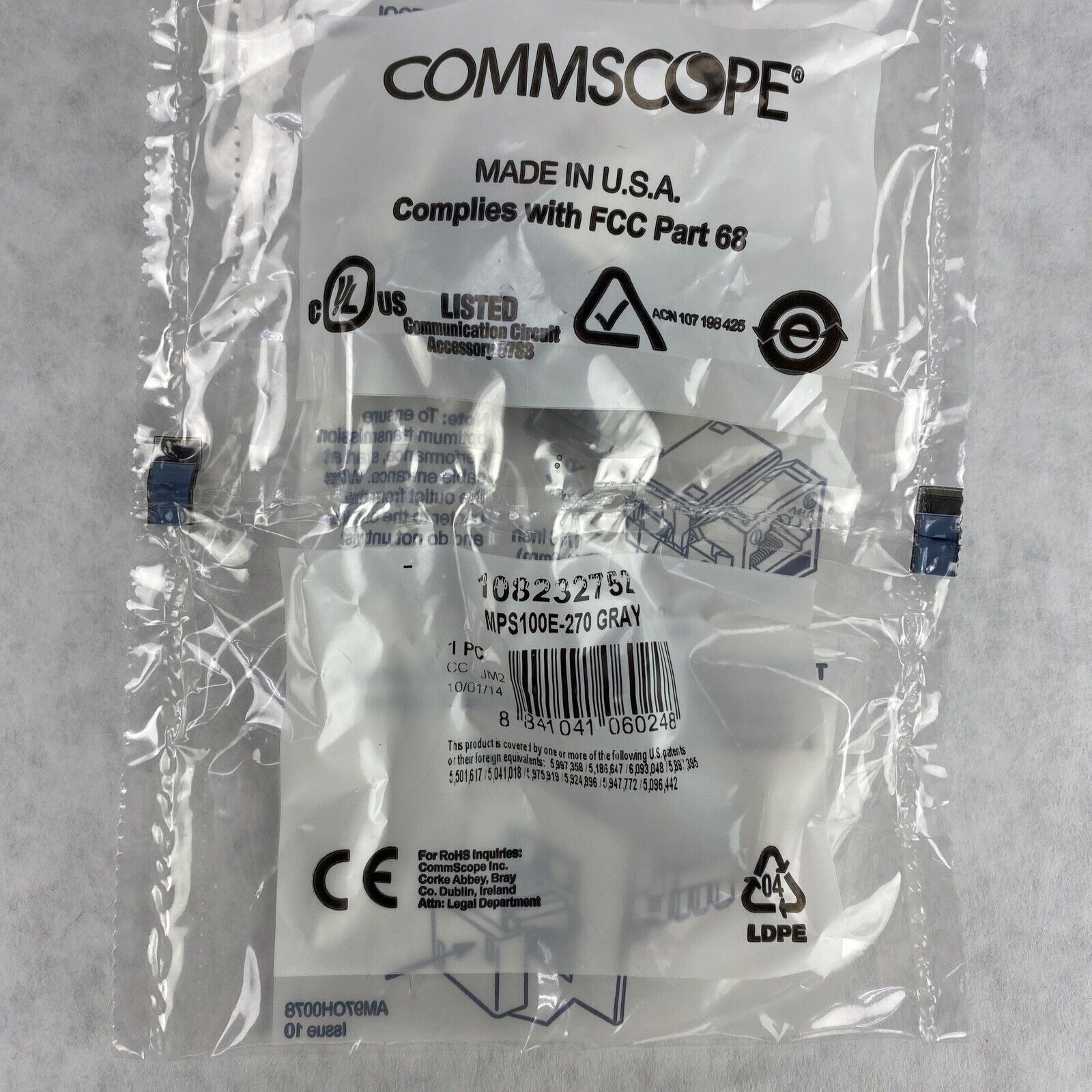 Lot( 2 ) Commscope 108232745 CAT5E Jack MPS100E-270 Gray USA Made
