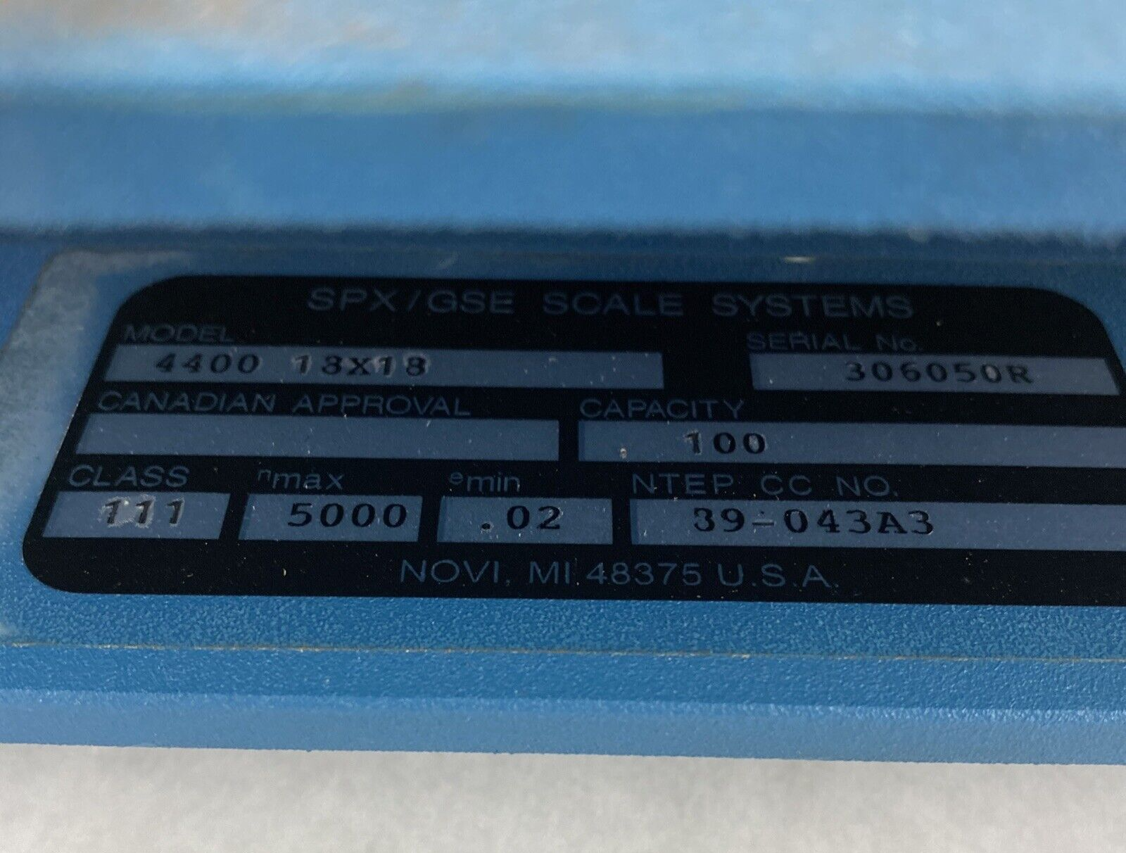 SPX GSE 4400 18x18 100 Capacity Scale 5000lb Max