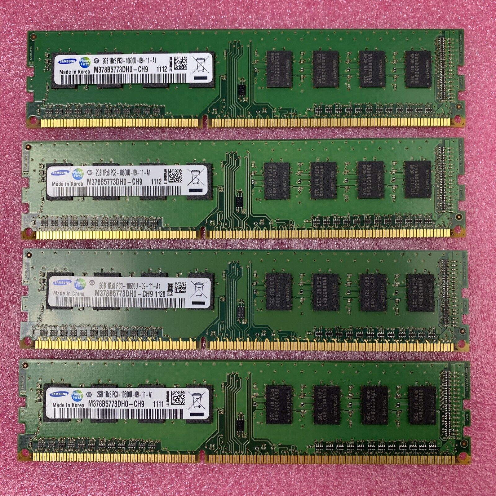 Lot ( 4 ) 2GB Samsung M378B5773DH0-CH9 1Rx8 PC3-10600U DDR3-1333MHz