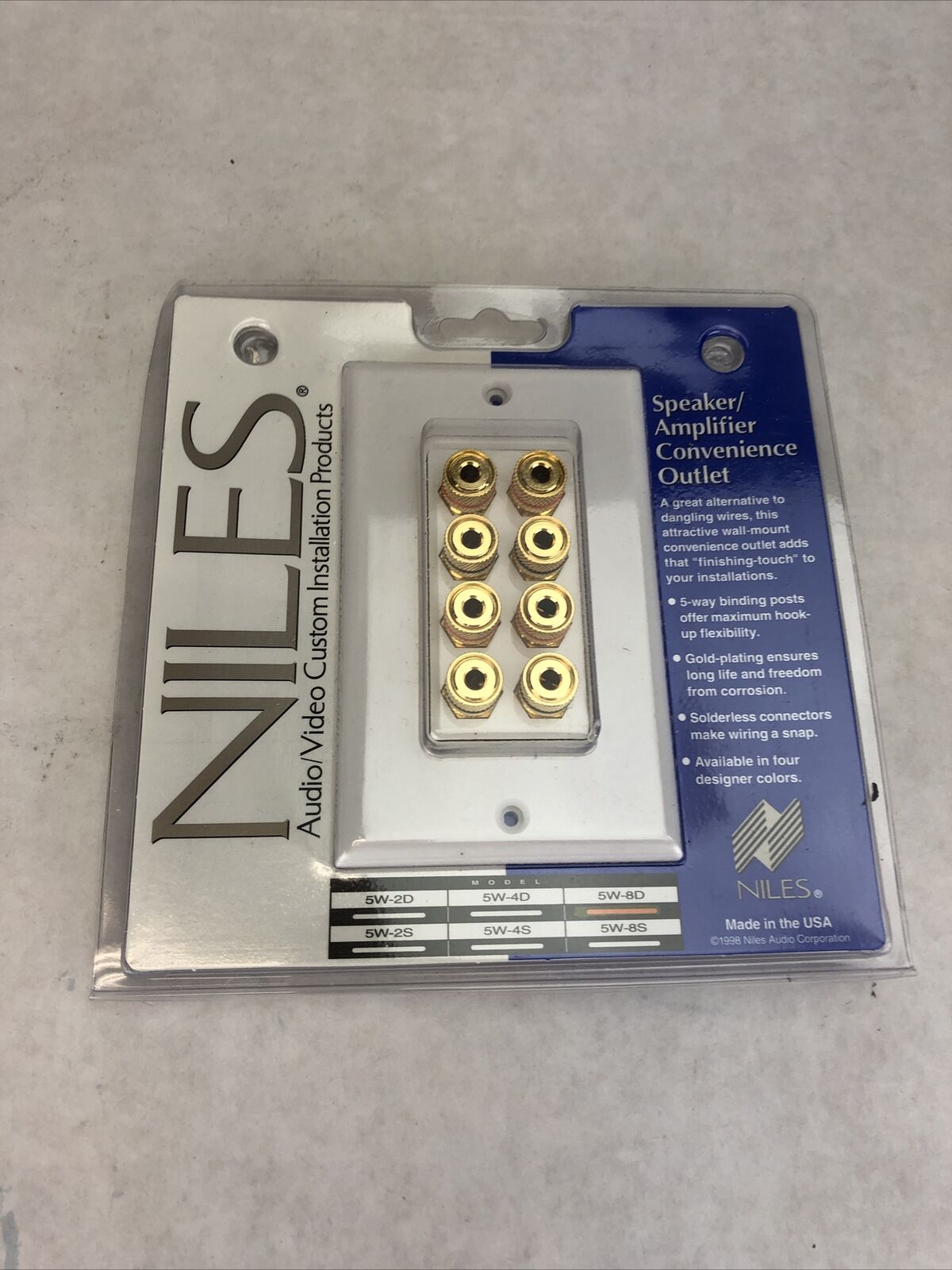 Niles 5W-8D Gold Audio Video Faceplate Speaker/Amp Convenience Outlet White