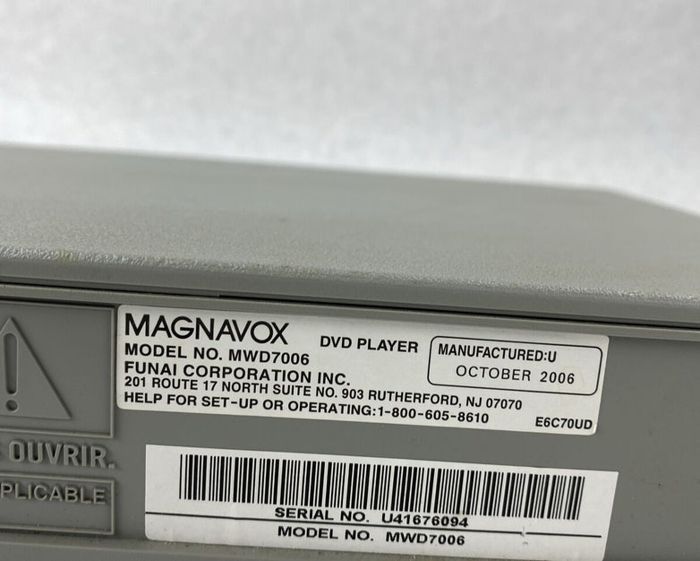Magnavox MWD7006 Progressive Scan DVD CD Player but NO REMOTE