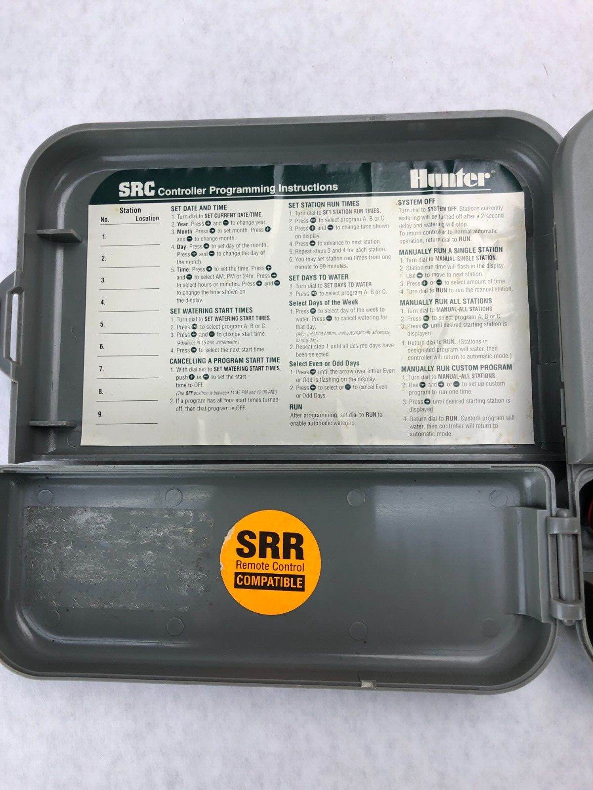 Hunter SRC Zone Sprinkler Controller No Power Supply Untested