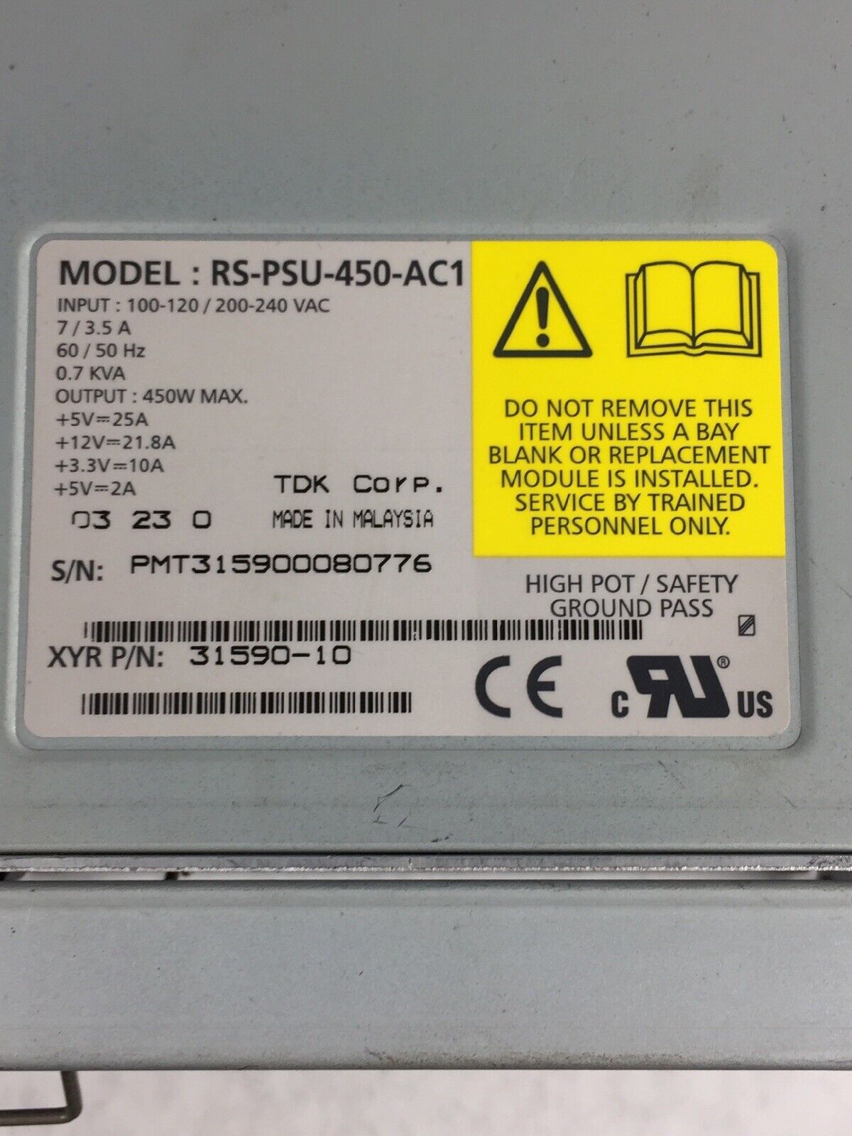 Genuine NetApp Power Supply RS-PSU-450-AC1 450W TDK