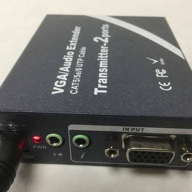 VGA/Audio Extender 1Transmitter-2ports(CAT5/5e/6 UTP Cable)w/Power Supply&Cables