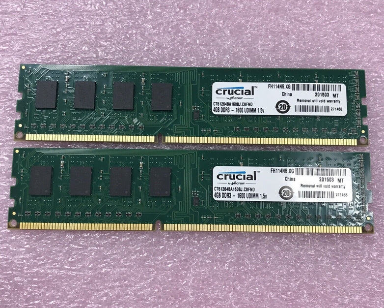 Crucial 8GB Kit 2x4GB Ram CT51264BA160BJ DDR3-1600 UDIMM
