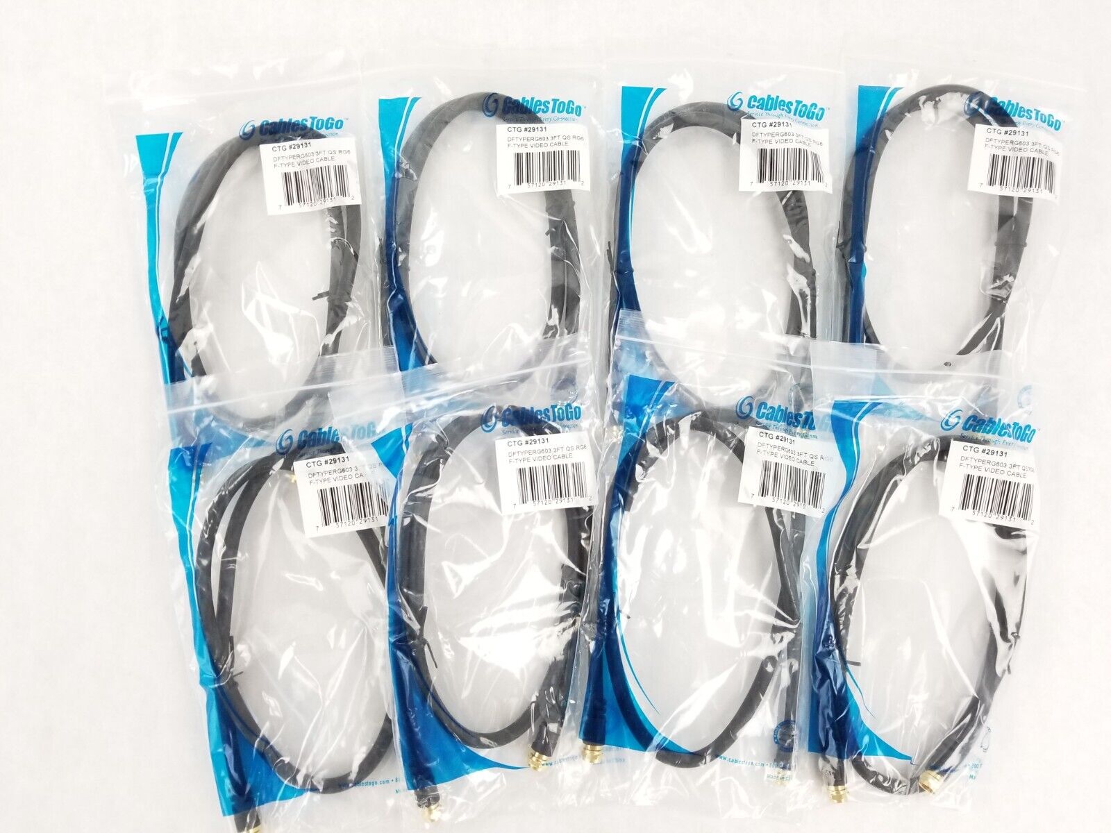 Lot of (8) CABLES TO GO 29131 3FT QS RG6 F-Type Video Cable NEW