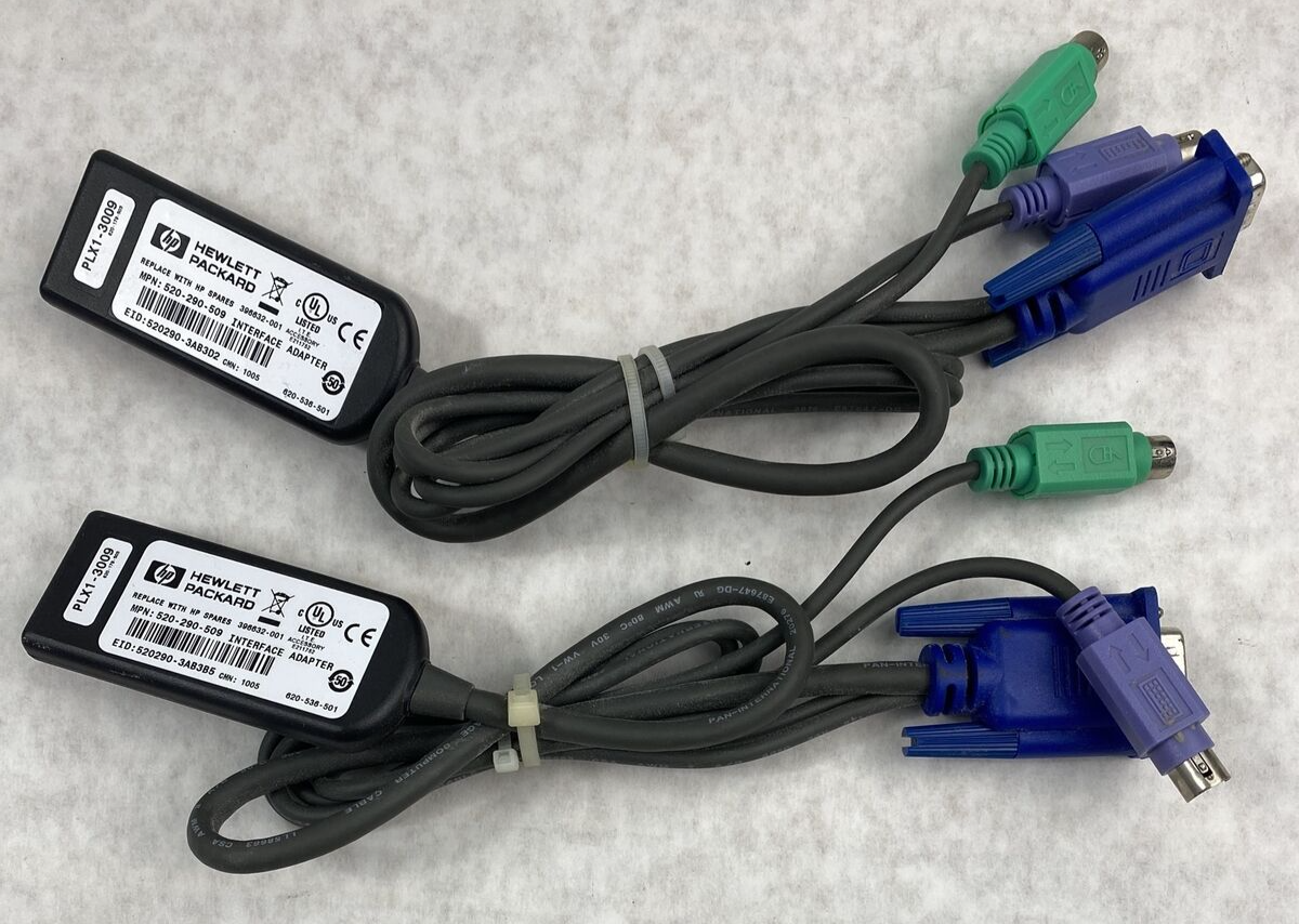 Lot ( 2 ) HP 520-290-509 KVM Interface Adapter Cable PLX1-3009 VGA PS/2