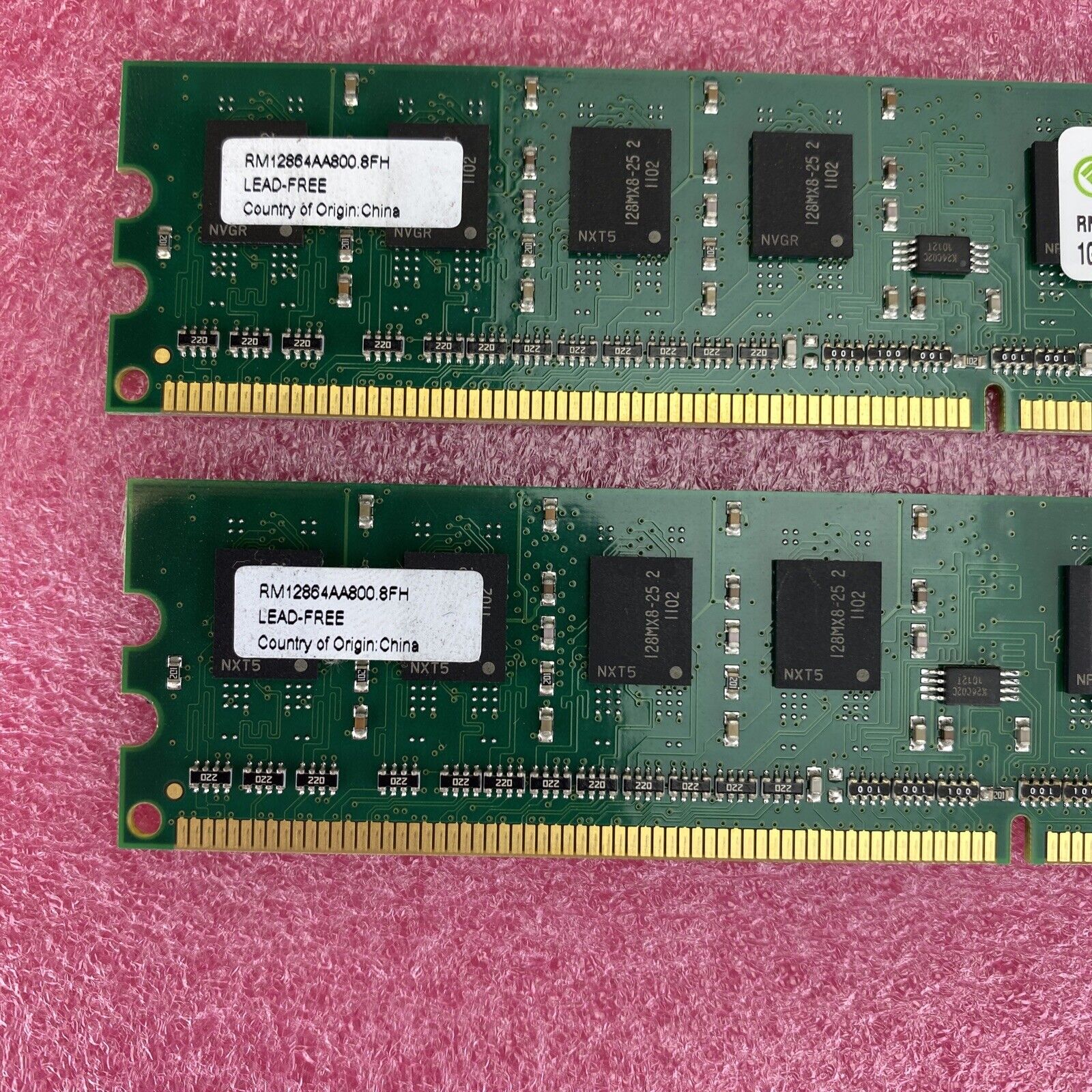 2x 1GB Rendition RM12864AA800.8FH DDR2 240 pin 128Mx64 PC2-6 memory RAM
