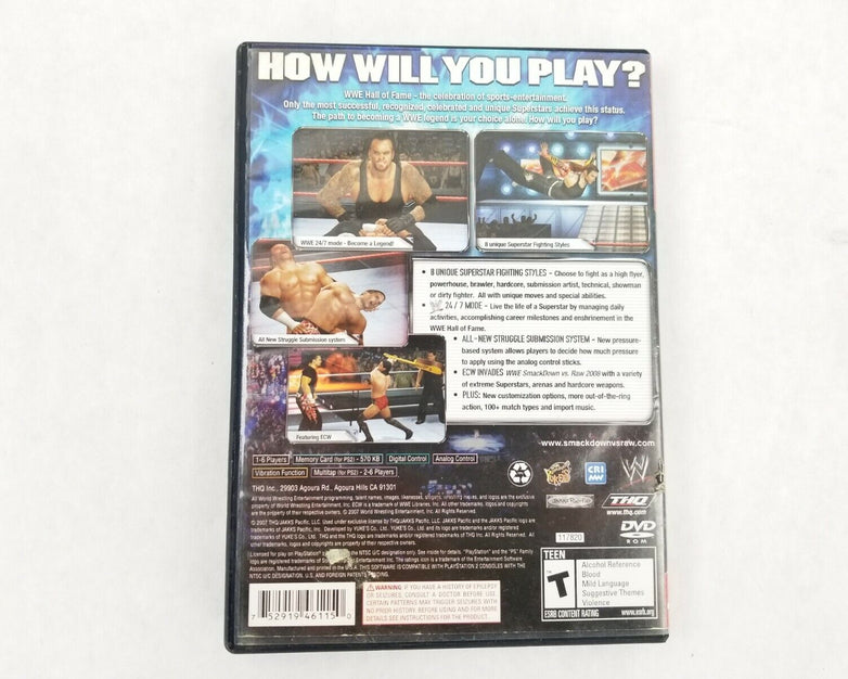WWE Smackdown VS Raw 2008 With Manual.