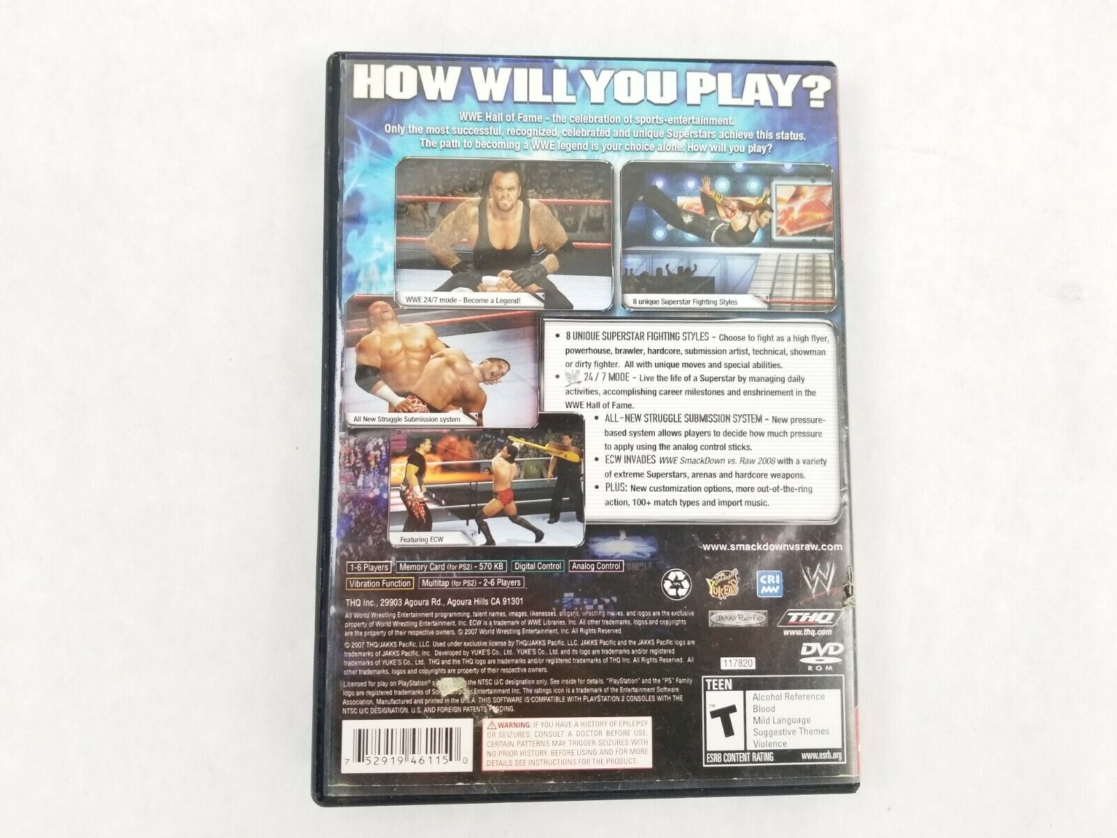 WWE Smackdown VS Raw 2008 With Manual.