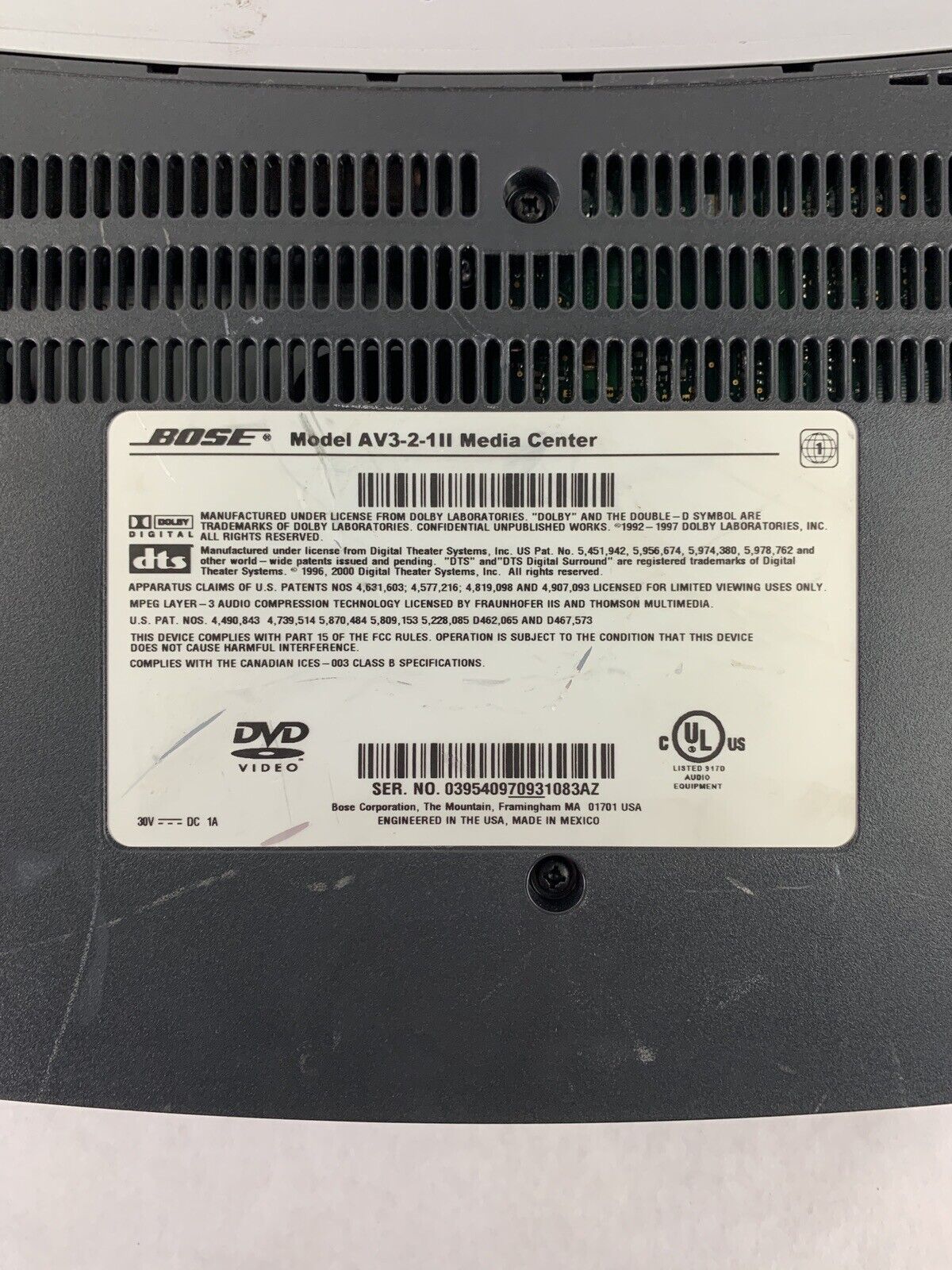 Bose Model av3-2-1 Series 2 Media Center with Speakers Untested