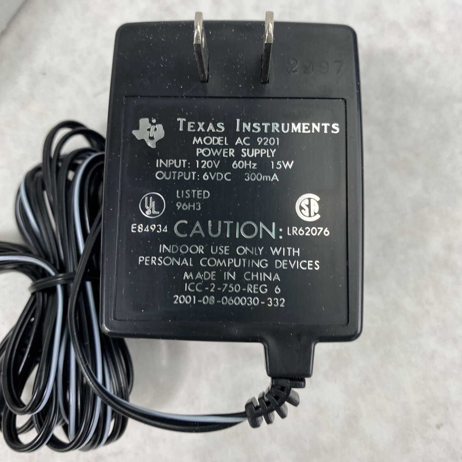 Genuine Texas Instruments 9201 AC Adapter New in Box
