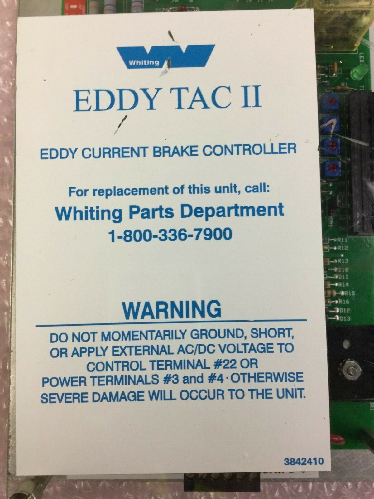 Whiting EDDY TAC II 040553X Eddy Current Brake Controller