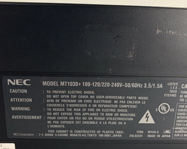 NEC MT1030+ MultiSync LCD Projector 1250