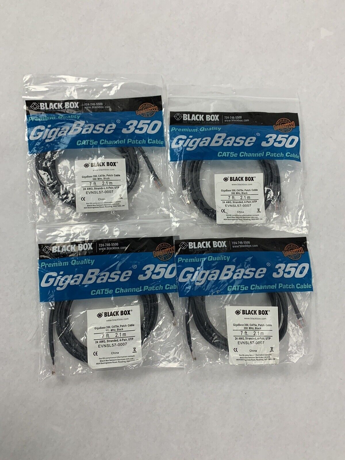 Lot of 4 Black Box EVNSL57-0007 GigaBase 350 CAT5E 350 Mhz