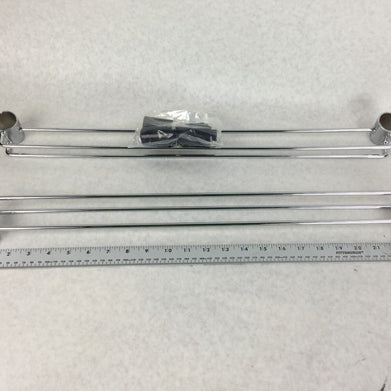 NEXEL Chrome Shelving Bar for Wired Shelving,1 Pair, 655CP21,w/4 Shelf Clips,NEW