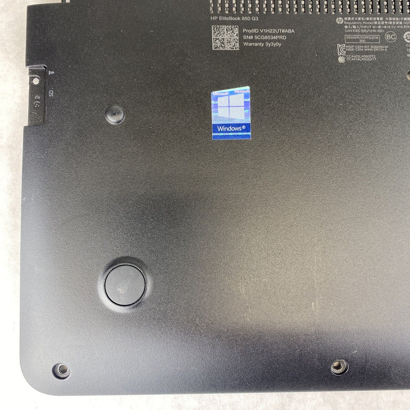 HP EliteBook 850 G3 Laptop Bottom Base Cover 821181-001