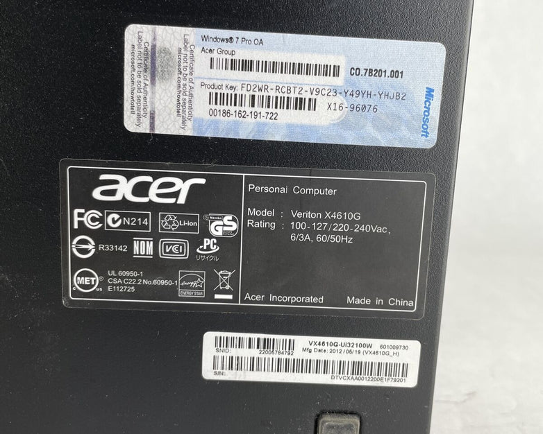Acer Veriton x4610G SFF Intel Core i3-2120 3.3GHz 4GB RAM No HDD No OS