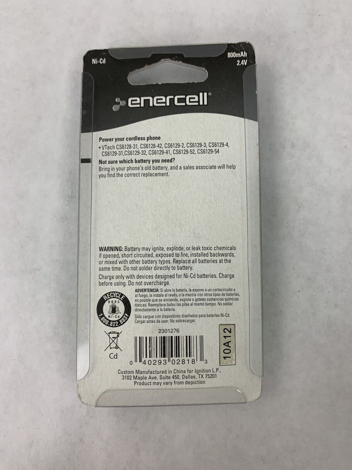 New Enercell 800mAh Cordless Phone Battery 2.4 Volt 2300156