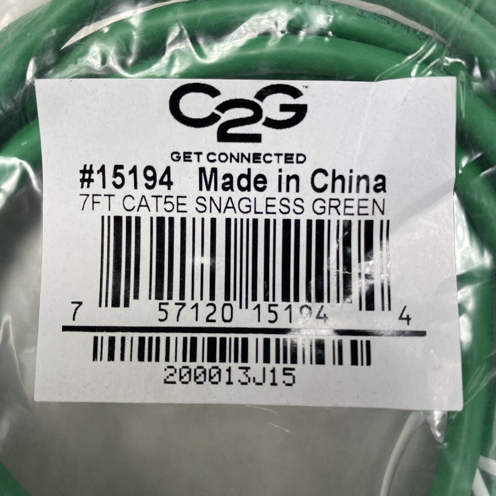 Lot( 10 ) 7ft Green Cat5e C2G 15194 Snagless Unshielded UTP Ethernet Patch Cable