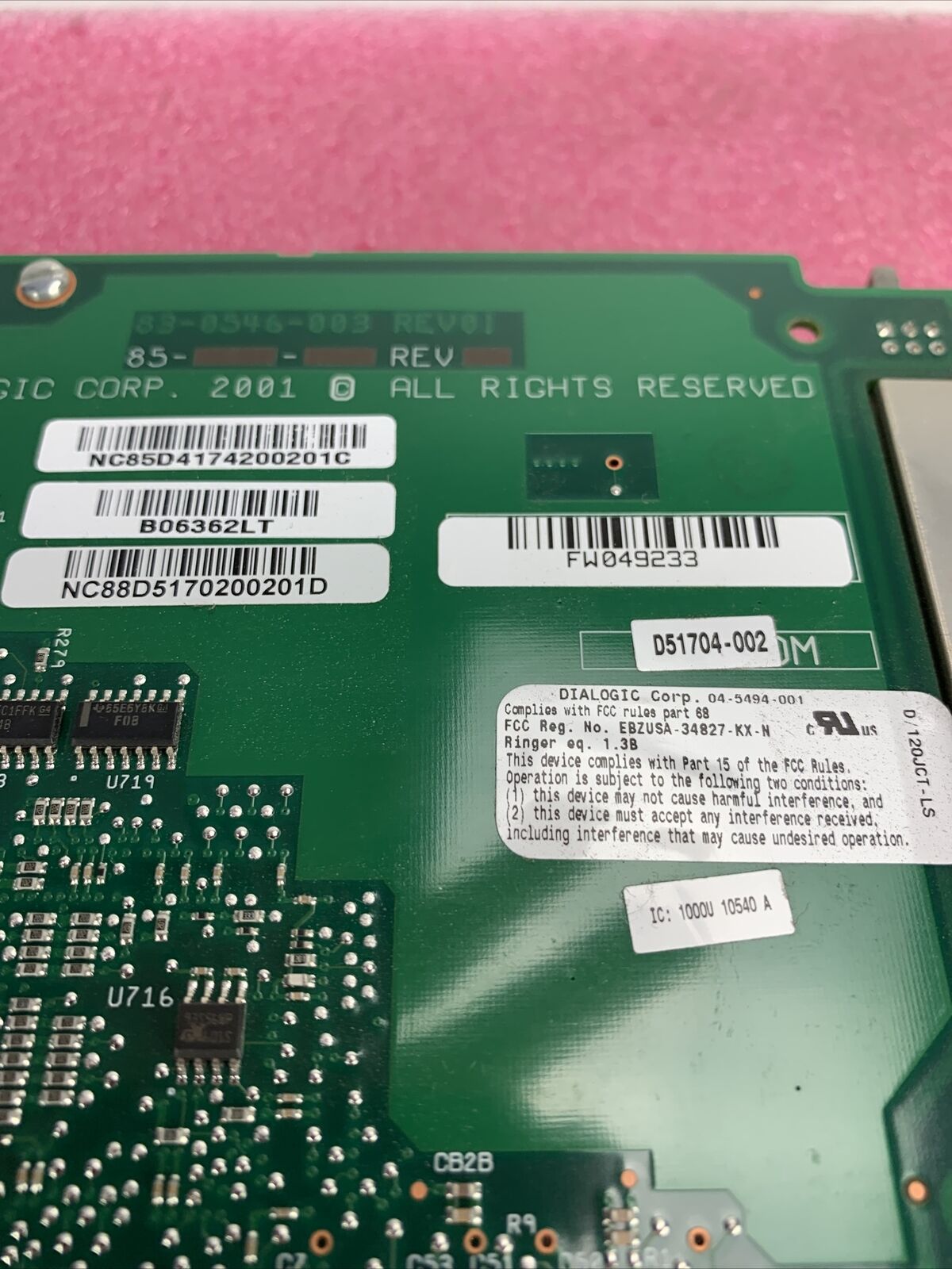 DIALOGIC 83-0546-003 ANALOG FAX CARD