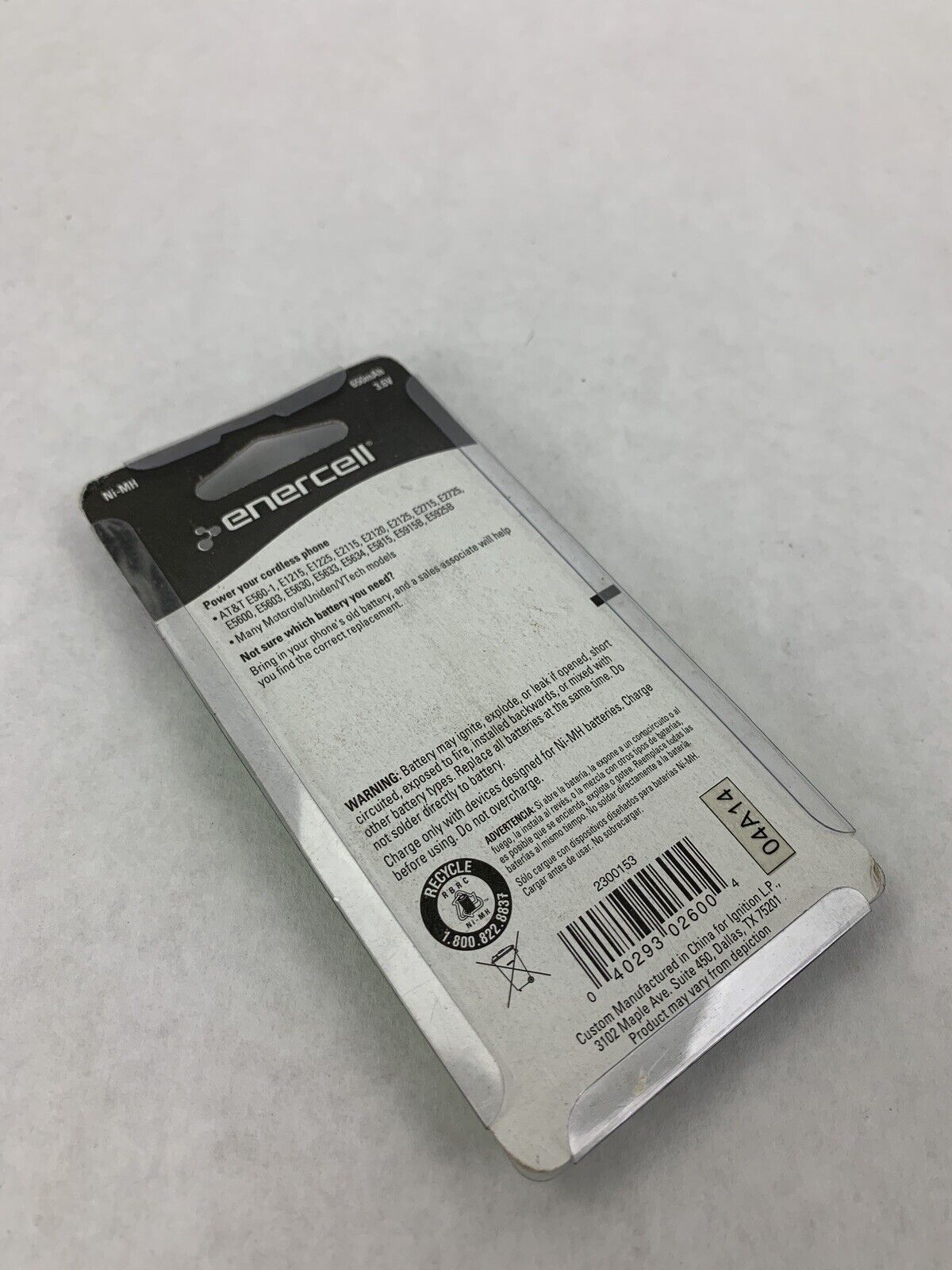 New Enercell Cordless Phone Battery 650mAh 3.6V 2300153