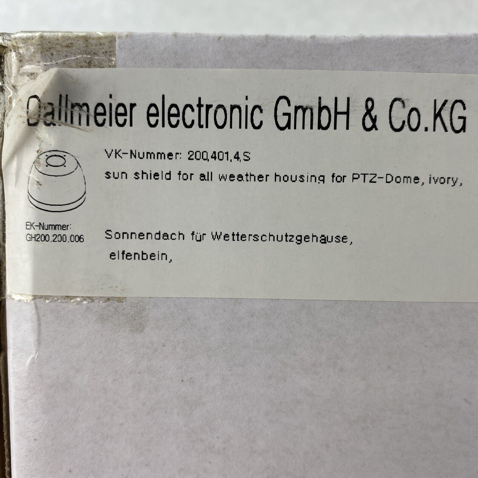 Dallmeier DSH-VS White Sun Shield for Dome Supremacy Housing / PTZ-Dome