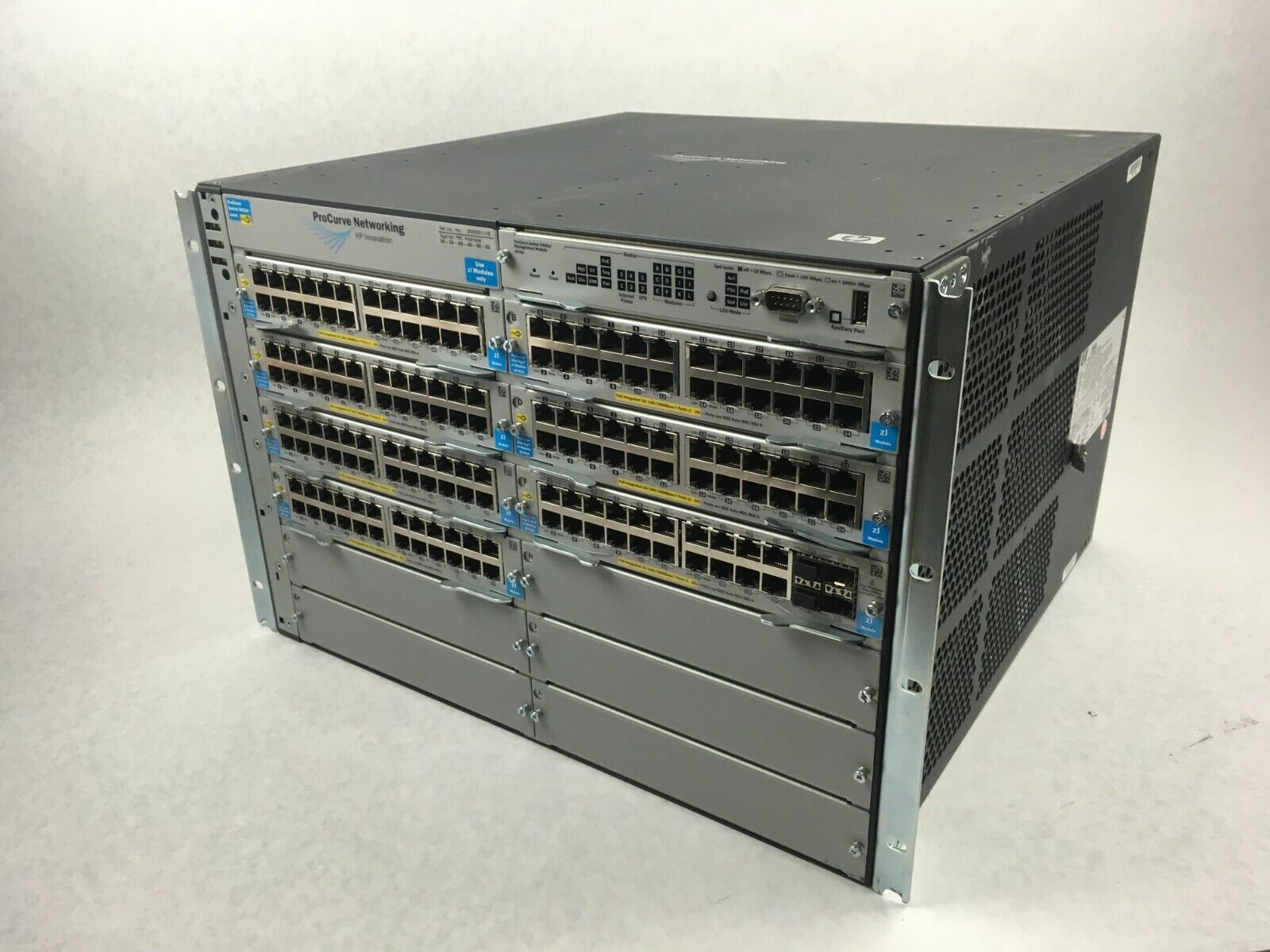 HP J8726A w/ 6 J8702A Modules + J8698A ProCurve Switch 5412 + J8705A Gig-T